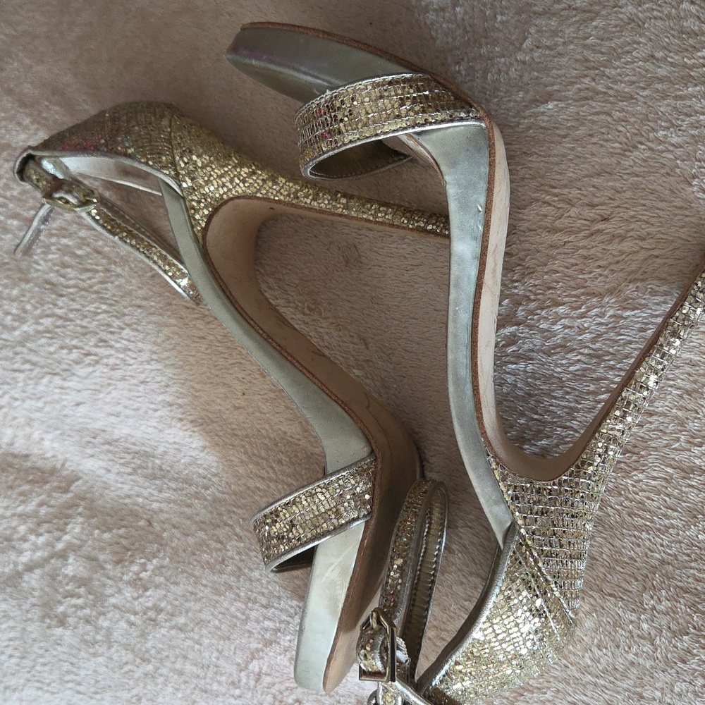 Sam Edelman Gold Stiletto Heels Ankle Strap - Picture 7 of 12